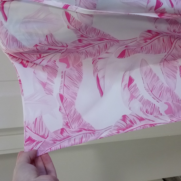 💗Buddy Love💗 - Pink/White Palm Leaf Pixie Cover-Up Dress - Picture 8 of 14